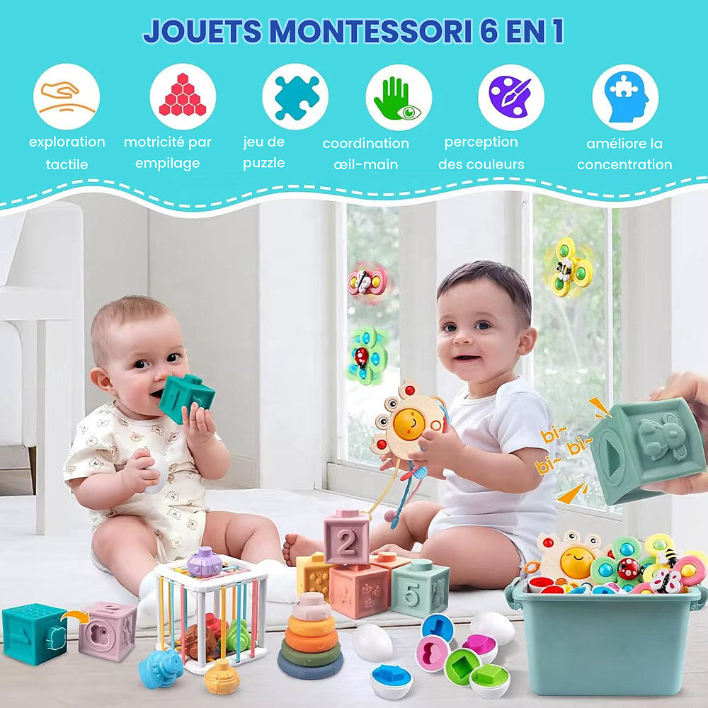 Coffret Jouets Montessori 6 en 1 pour Bébé