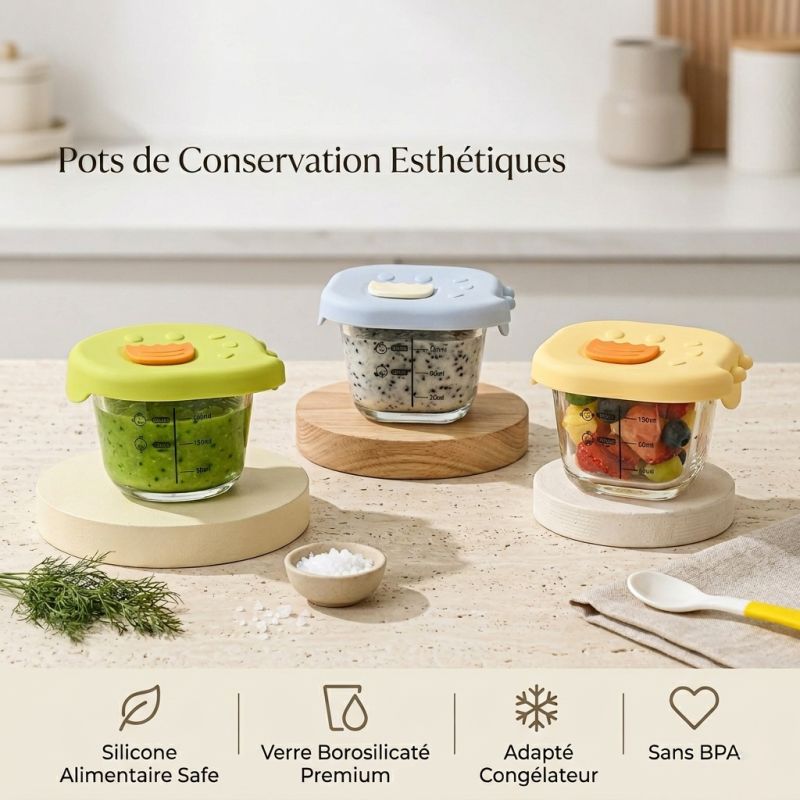 3 Pots de Conservation en Verre