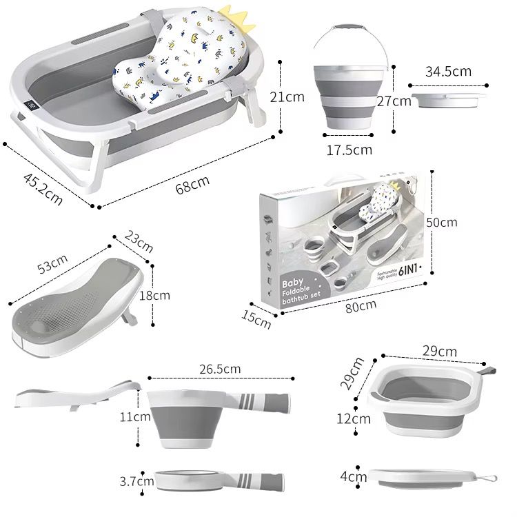Baignoire Pliable Bébé 6 en 1 avec Thermomètre