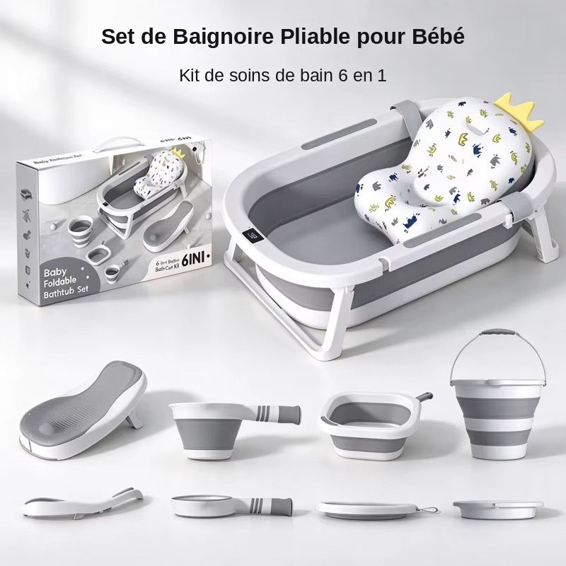 Baignoire Pliable Bébé 6 en 1 avec Thermomètre