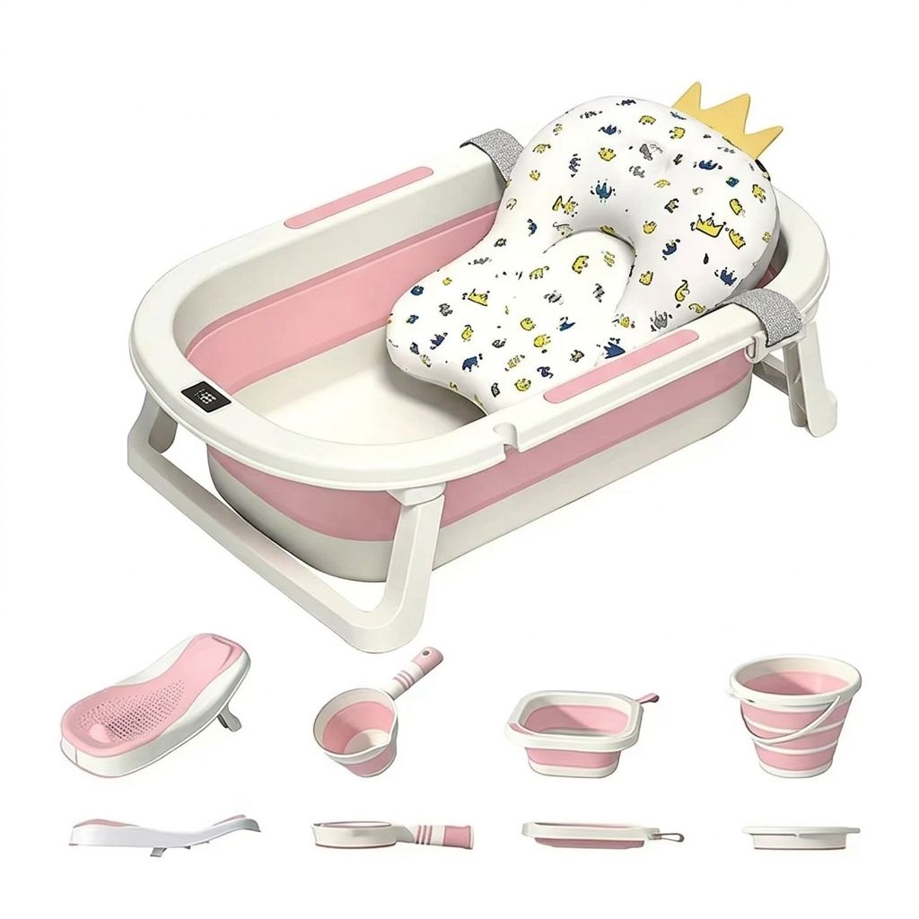 Baignoire Pliable Bébé 6 en 1 avec Thermomètre